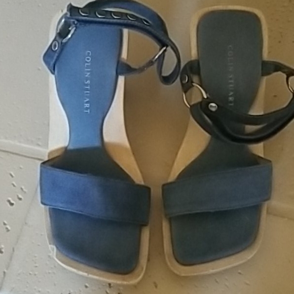 Colin Stuart wood & denim "Block" Heels - Picture 5 of 10